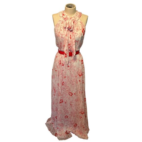 NWT Tibi Miss Priss Dress Womens Size 2 Pink Floral Chiffon Layered Belt $528 - Picture 2 of 9